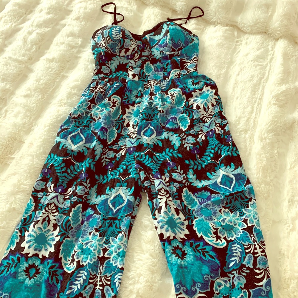 Black and Teal Jumpsuit